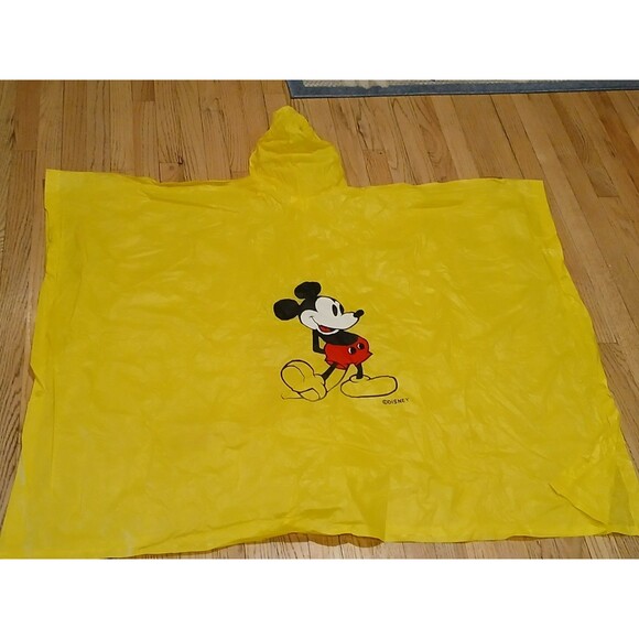 Disney Jackets & Blazers - Disney Mickey Mouse Yellow Rain Coat Plastic Snap Buttons Lightweight Vintage